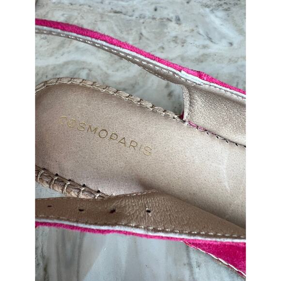 Cosmoparis Hot Pink Suede Peep Toe Espadrille Wedges 6.5 - Picture 7 of 8